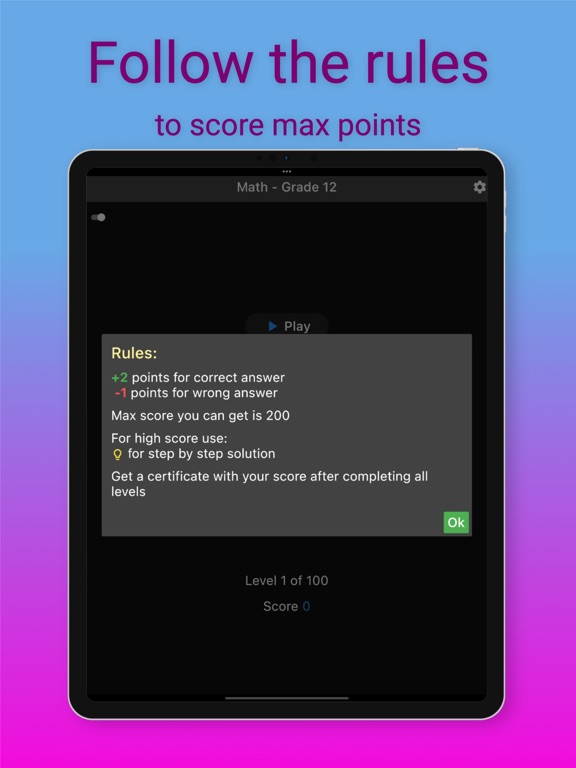 12th Grade Math Challenge iPad screenshot 4 - Education app