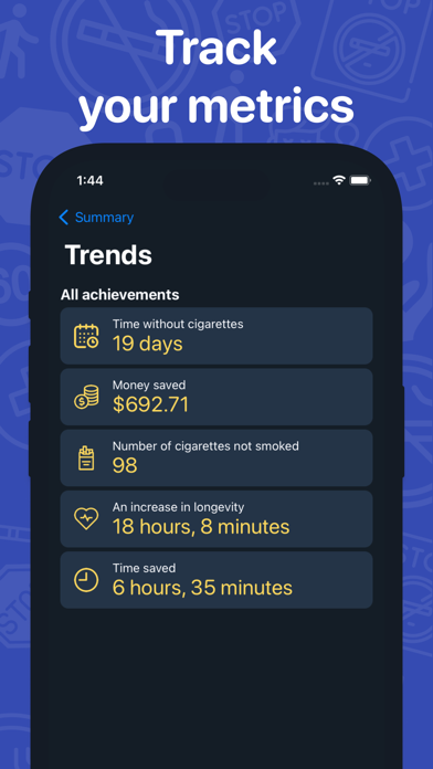 Quit smoking tracker. Stop now Screenshot