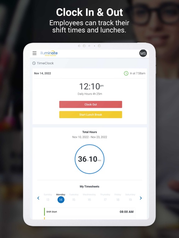 Illuminate Time Tracker iPad screenshot 1 - Business app