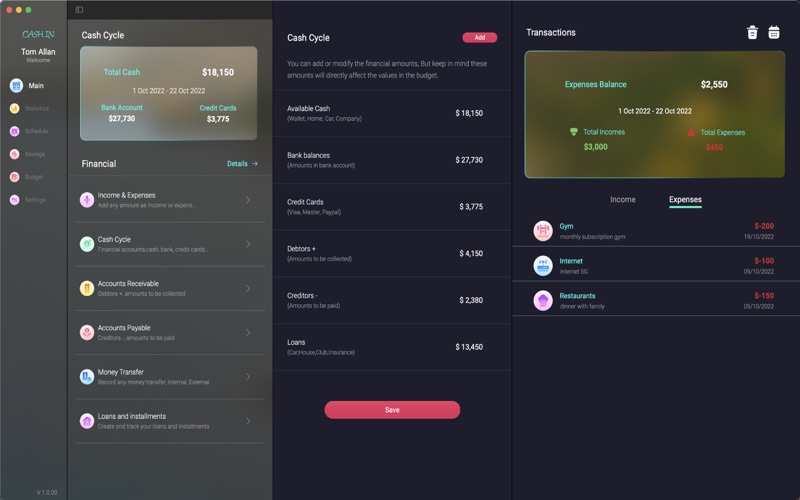 CashIn Financial Budget Screenshot
