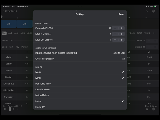 ChordBud 2 AUv3 MIDI Sequencer iPad app afbeelding 7