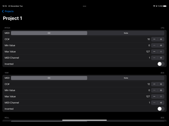MIDI Motion for Apple Watch iPad screenshot 1 - Music app