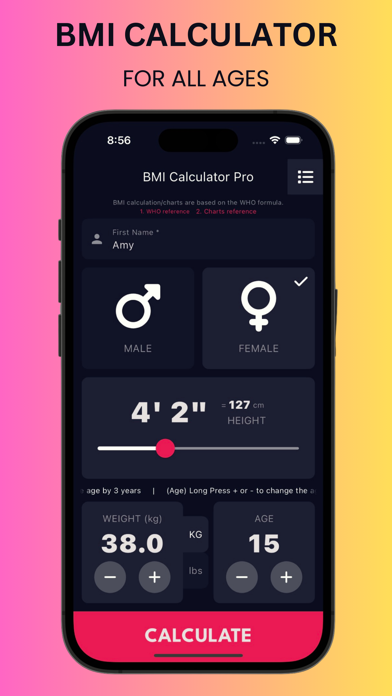 BMI for Kids - WHO Formula Screenshot