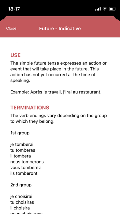 Conjugate French verbs Screenshot