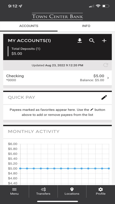 Town Center Bank Screenshot