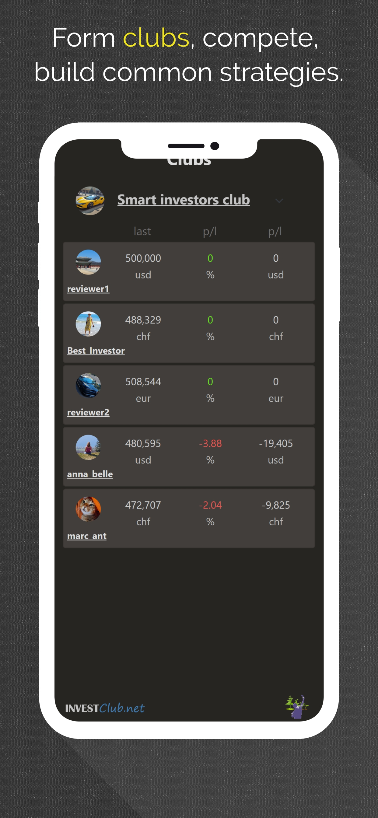 InvestClub app