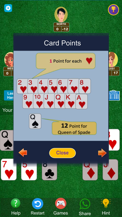 Hearts Card Game Offline Screenshot