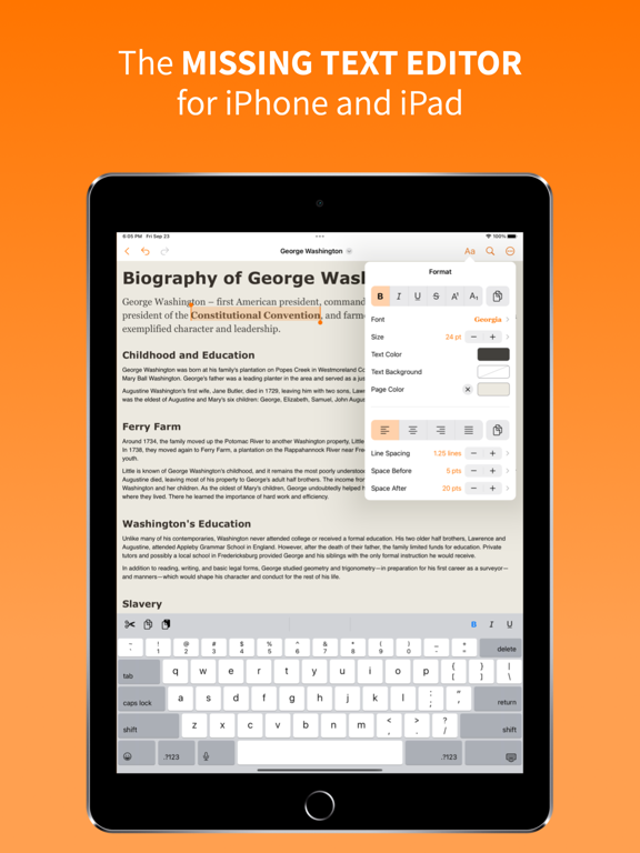 EZText - Text Editor iPad screenshot 1 - Productivity app