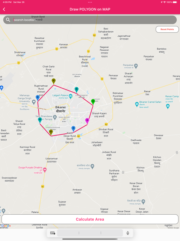 Land Area Finder with MAP