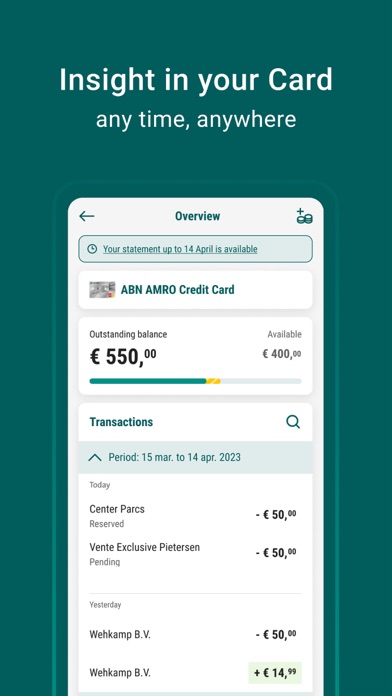 ABN AMRO Creditcard Screenshot