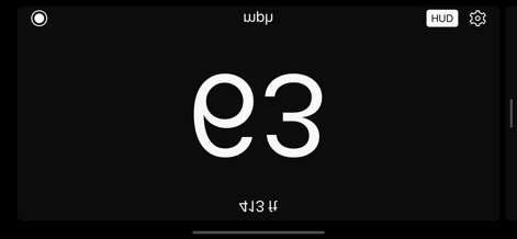 Speedometer Simple - Se aprecia la funcionalidad del modo HUD con la velocidad digital espejada para proyección en el parabrisas, presentada con dígitos grandes en una disposición horizontal.