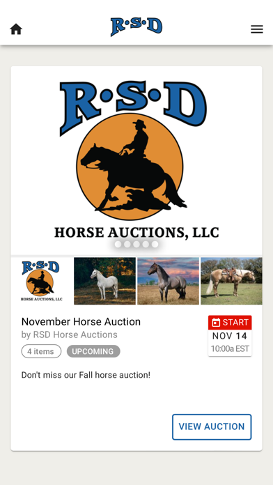 RSD Horse Auctions Screenshot