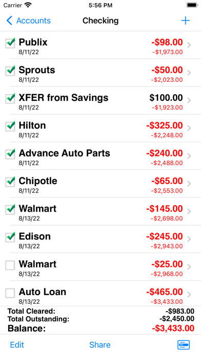 Accounts 3 Checkbook Screenshot