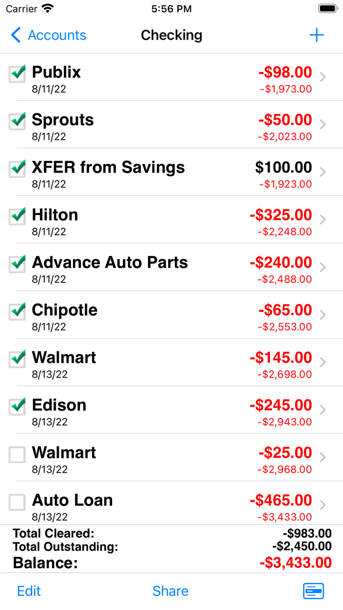 Accounts 3 Checkbook