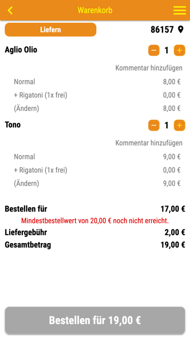 Tontini Pizza Augsburg Screenshot