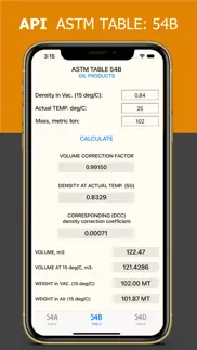 astm tables: 54a, 54b, 54d iphone screenshot 2