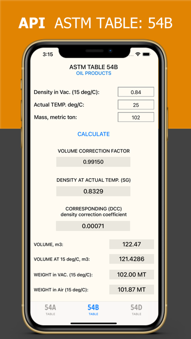 Screenshot 2 of ASTM Tables: 54A, 54B, 54D App