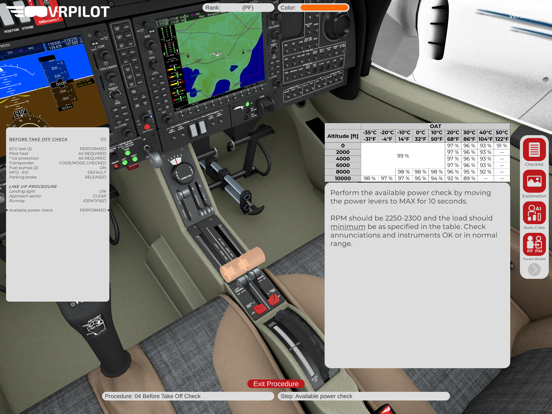 VRflow DA42 iPad screenshot