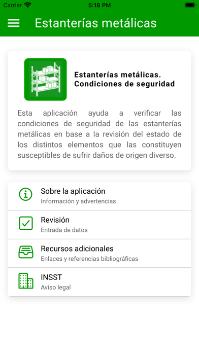 Estanterías Condic. Seguridad Screenshot