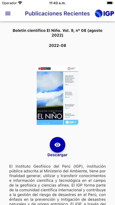 Instituto Geofísico del Perú Screenshot