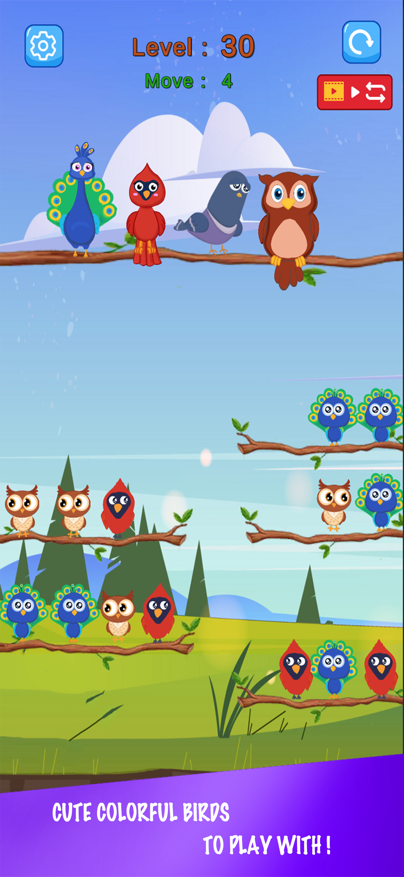 Baby bird sort : color puzzle