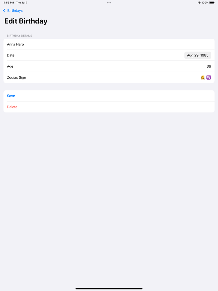 Birthday Tracker and Reminder