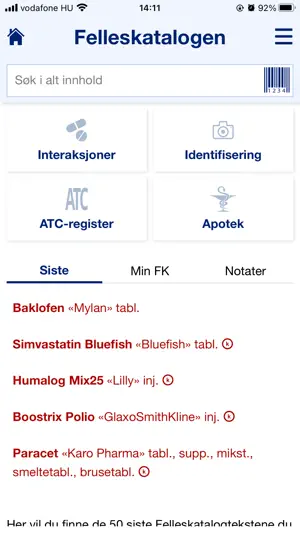 Felleskatalogen Helsepersonell screenshot 1