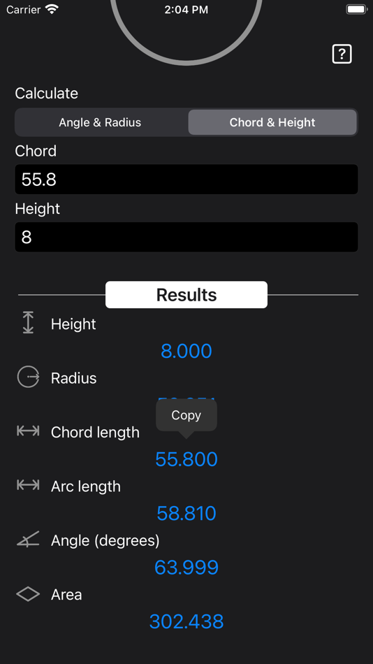 #8. Circular Segment Calculator (iOS) By: Heng Jia Liang