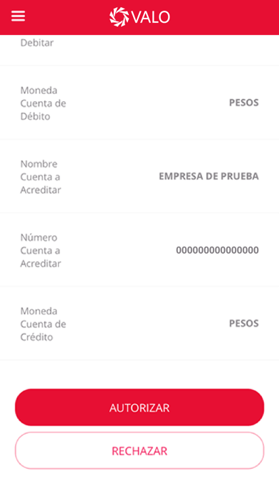 VALO – Banca Móvil Screenshot