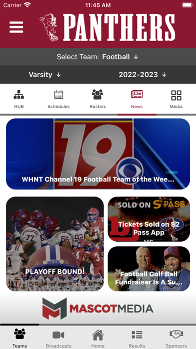 Huntsville Panthers Athletics Screenshot