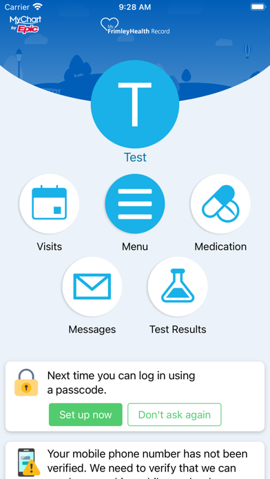 MyFrimleyHealth Record Screenshot