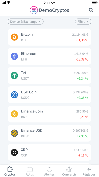Screenshot #1 pour DemoCryptos - Actu Crypto