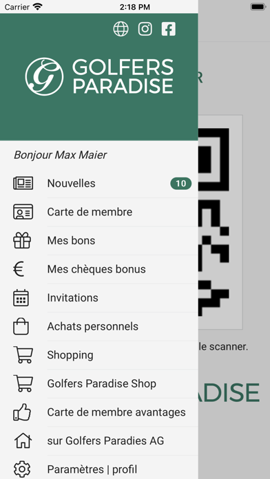 Golfers Paradise Member App FR Screenshot