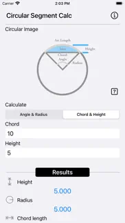 circular segment calculator iphone screenshot 3