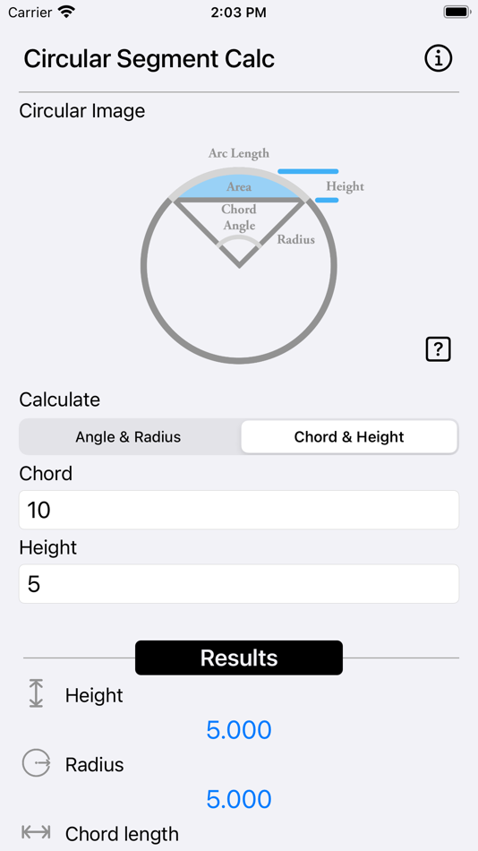 #3. Circular Segment Calculator (iOS) By: Heng Jia Liang