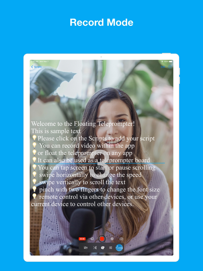 Teleprompter Floating Notes