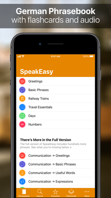 SpeakEasy German Phrasebook Screenshot