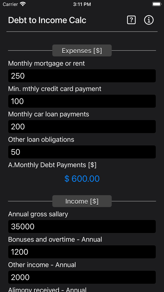Debt 2 Income Calculator - 1.0 - (iOS)