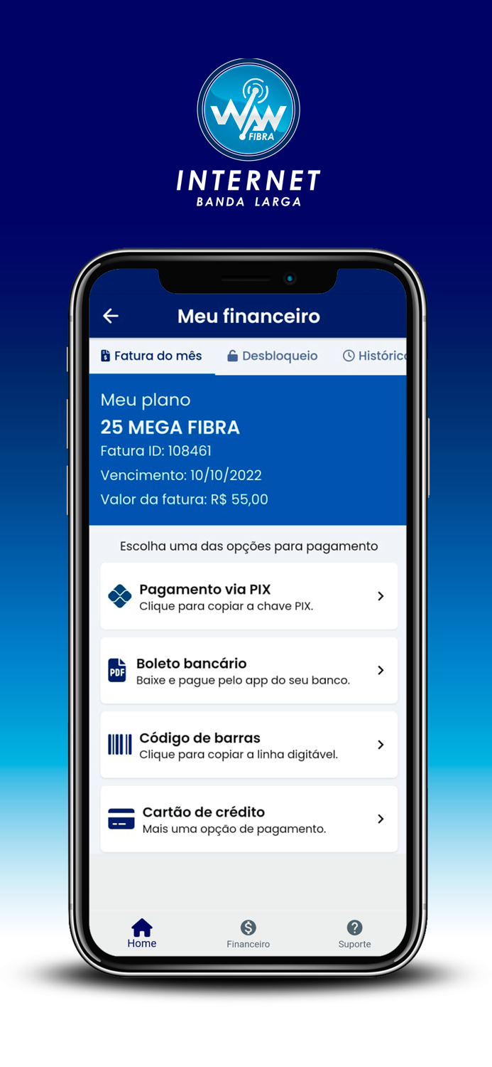 WAN Internet - App do cliente