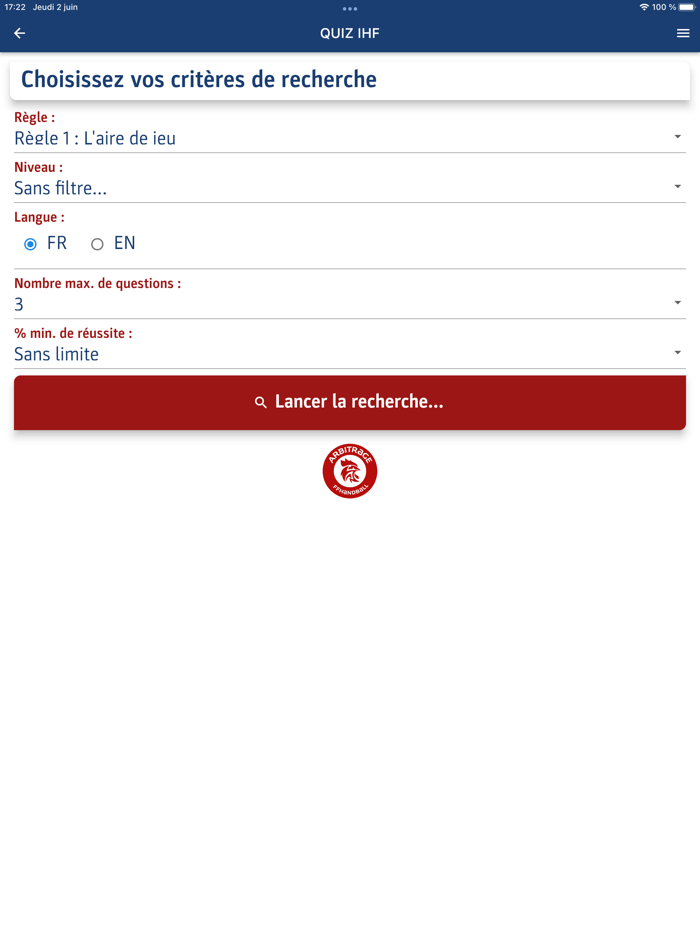 FFHandball QUIZ règles du jeu