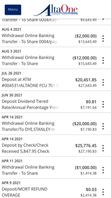 AltaOne Mobile Banking Screenshot