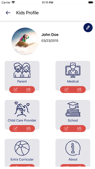 Child Emergency Plan Screenshot