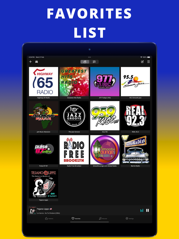 FM Radio Tuner live Player app iPad screenshot 4 - Music app
