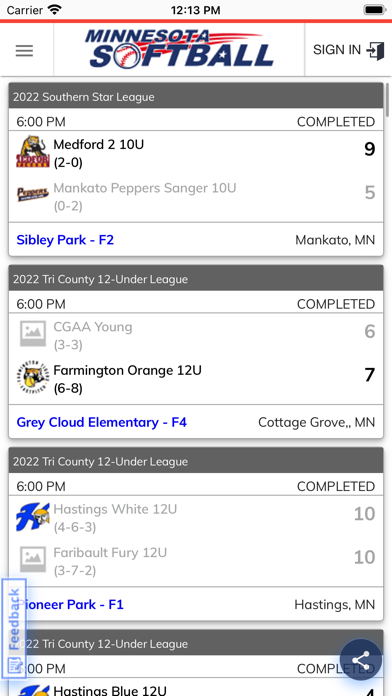 Minnesota Softball Screenshot