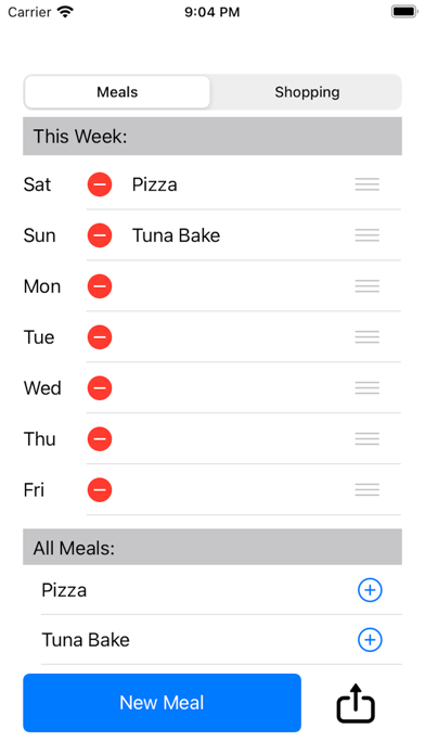 Weekly Meals Screenshot