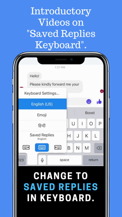Saved Replies Keyboard Screenshot
