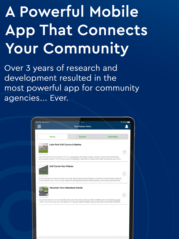 Des Plaines Park District iPad screenshot 2 - News app