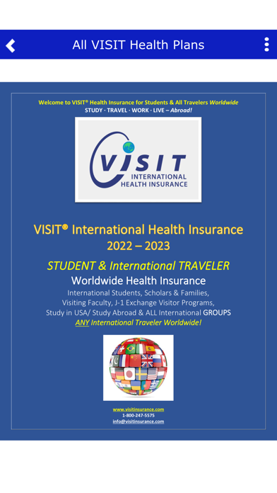 VISIT International Insurance Screenshot