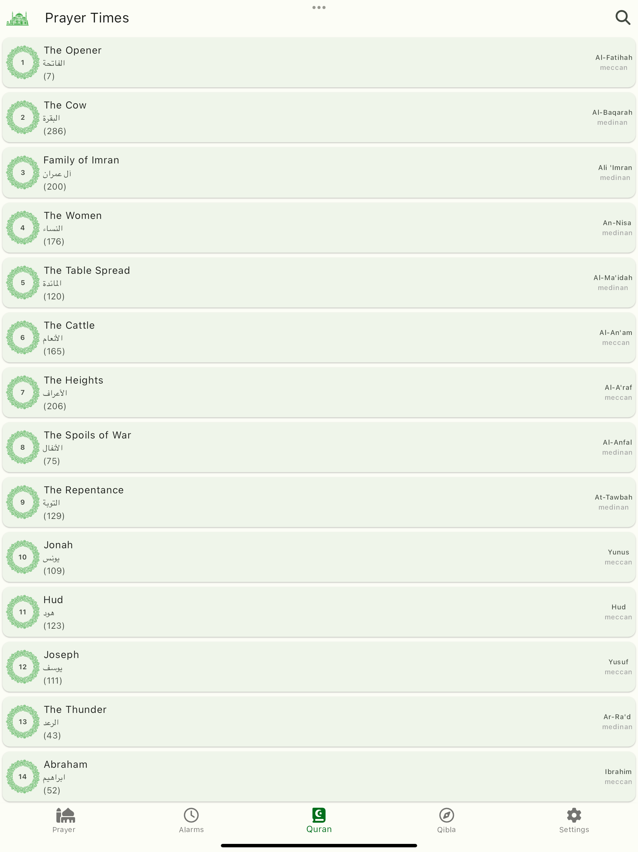Prayer Times Qibla Quran