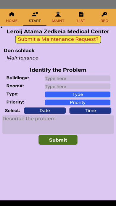 Hospital Maintenance Screenshot